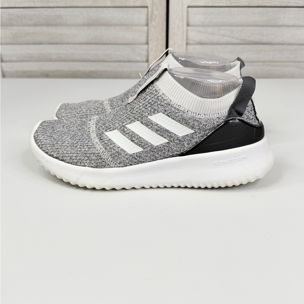 ADIDAS Women's Cloud Foam Pure Slip On Knit Sneakers Gray/White-7.5 - Picture 3 of 8